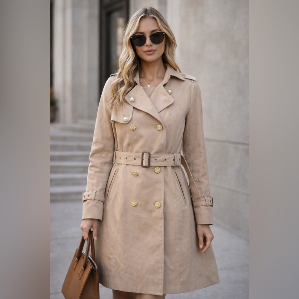 Japanese Boutique Trench Coat – Tailored, Fully Lined, Size M, PTP 19”